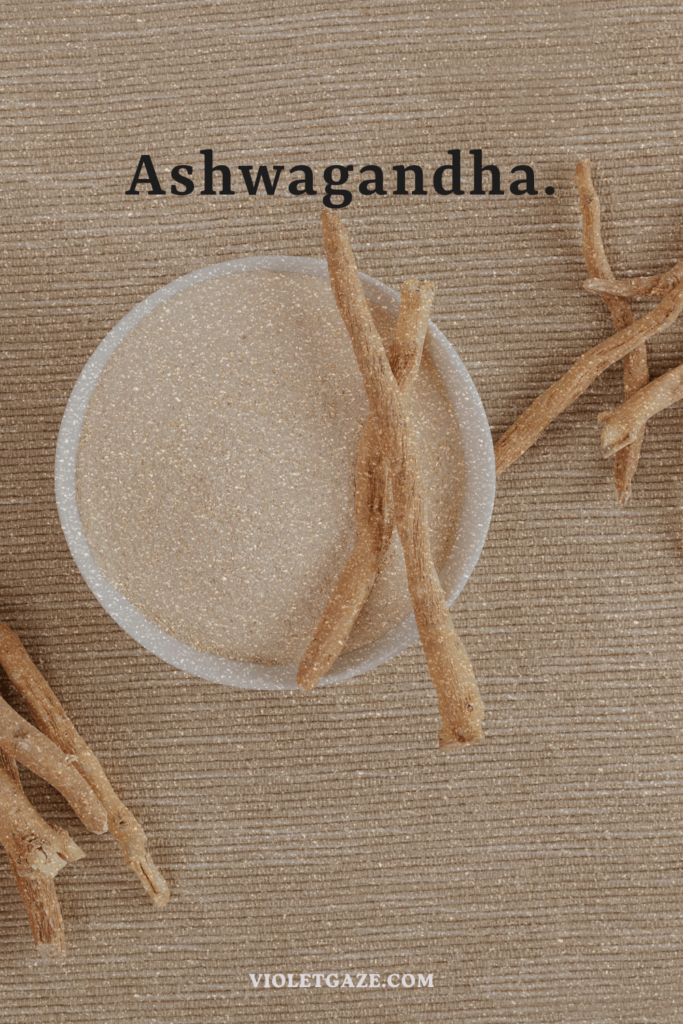 ashwagandha on table beige hygge vintage violet gaze