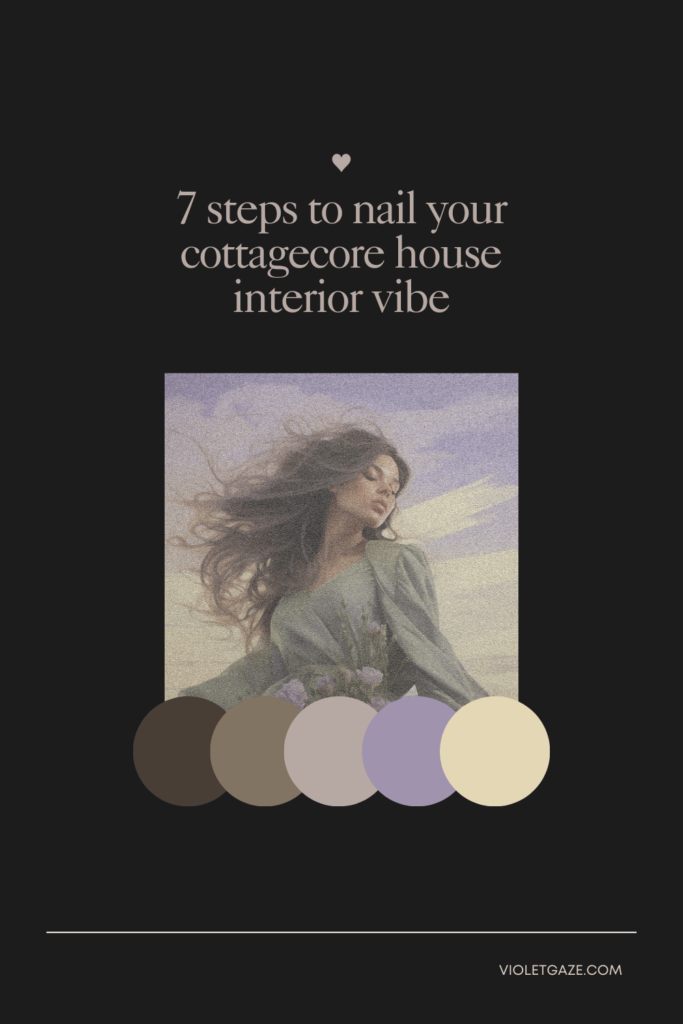 cottagecore color palette woman outside lavender sky