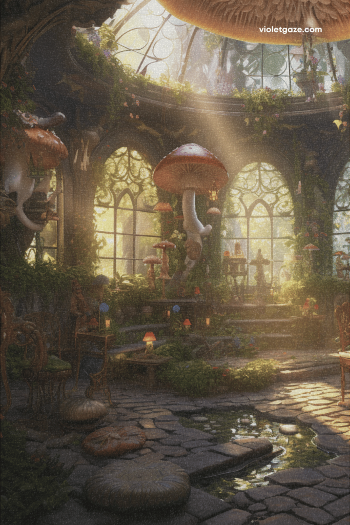 fairy cottagecore mushrooms with big window