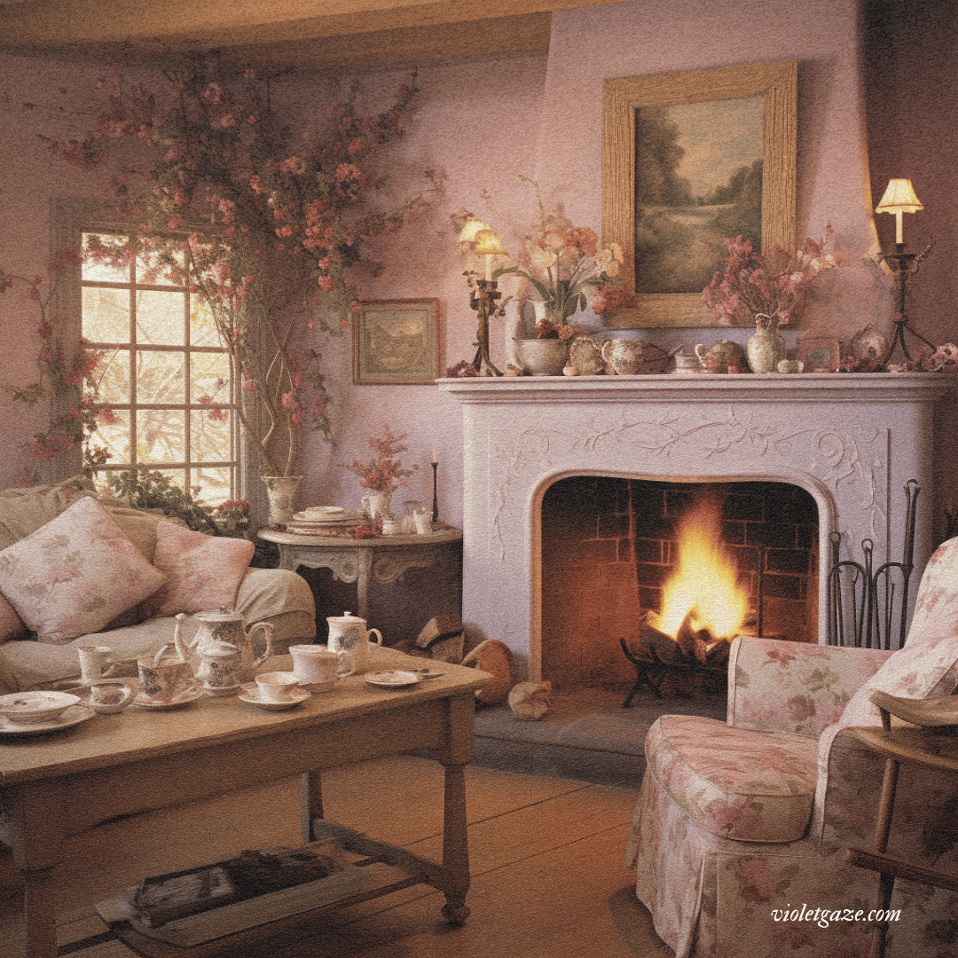honeycore cottagecore purple room