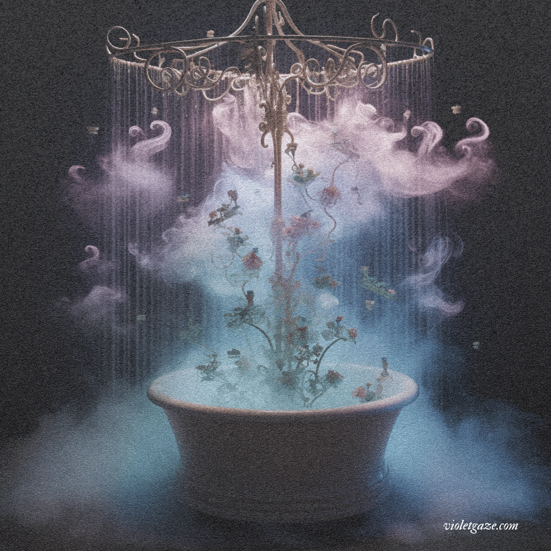 steam shower with flowers
