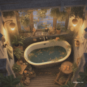 top view of herb infused bathtub