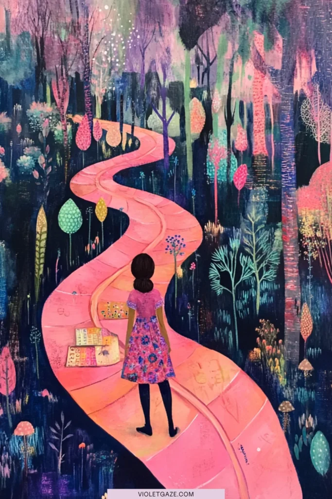 life goals woman walking down path