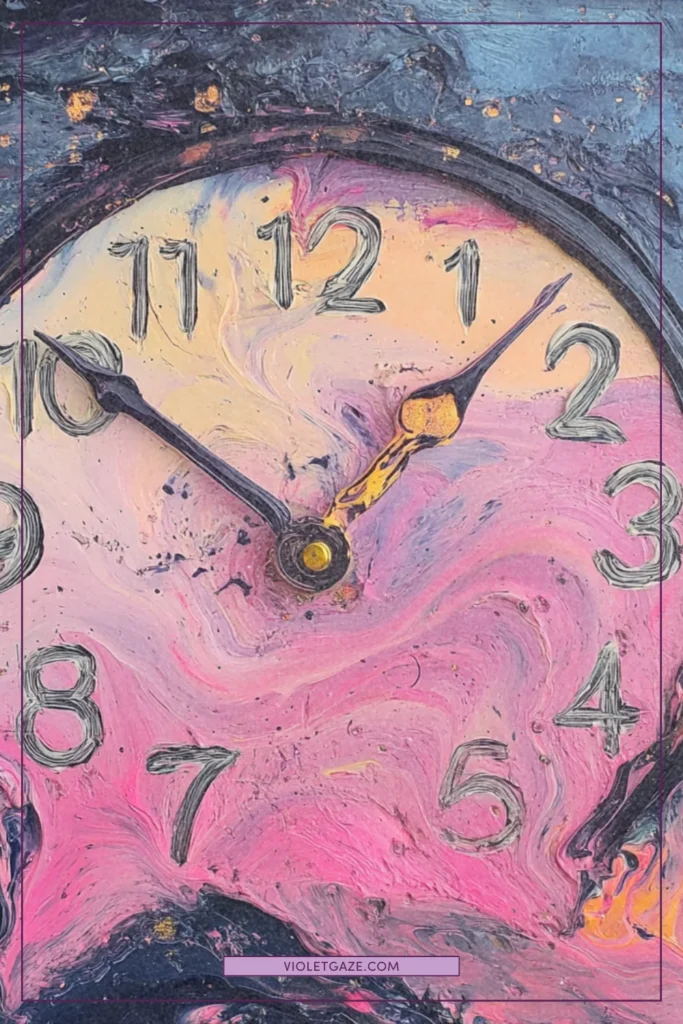 A clock face with melting numbers, symbolizing decision drain