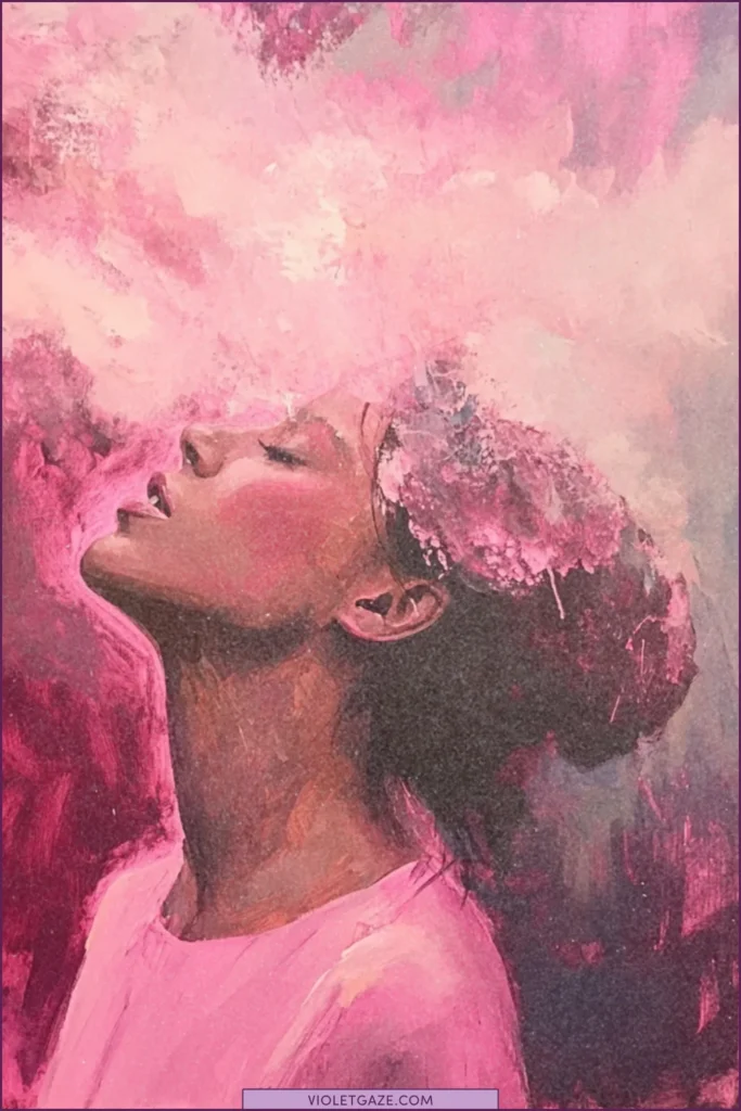 Woman following artistic communications