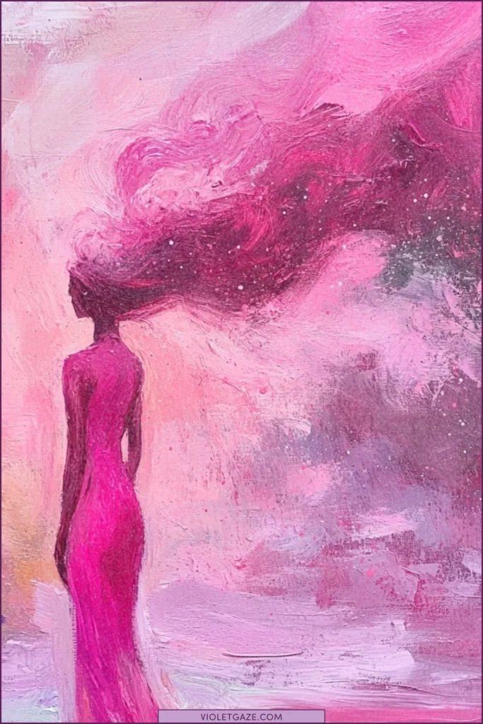 Woman painting with stardust as her style emerges