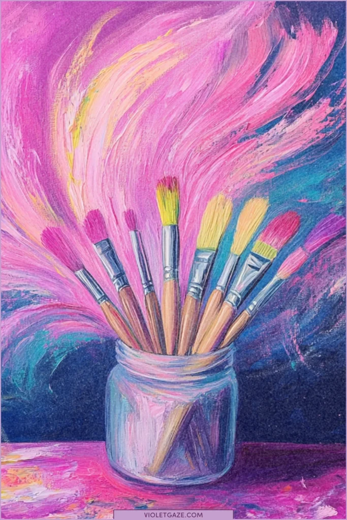 paint brushes with pink strokes