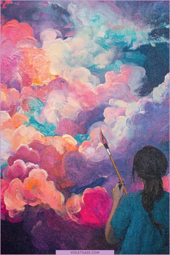 quotes on creativity woman painting a rainbow sky