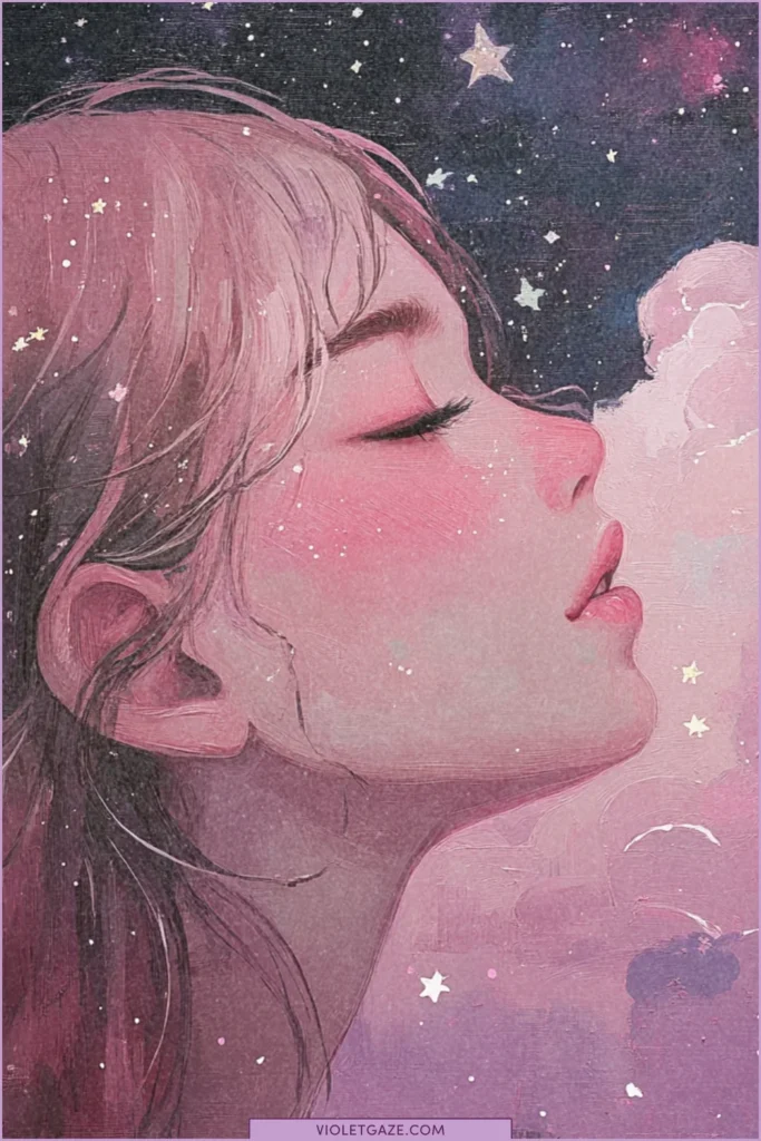 woman with eyes closed looking up at the sky