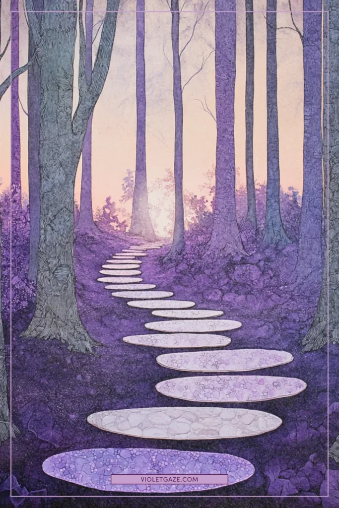 forest scene with a path made of crystalline stepping stones (2)