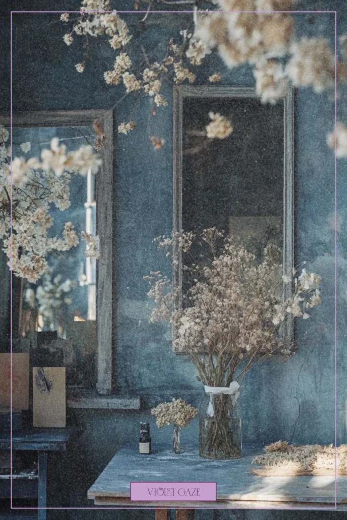 dreamy aesthetic with blue walls